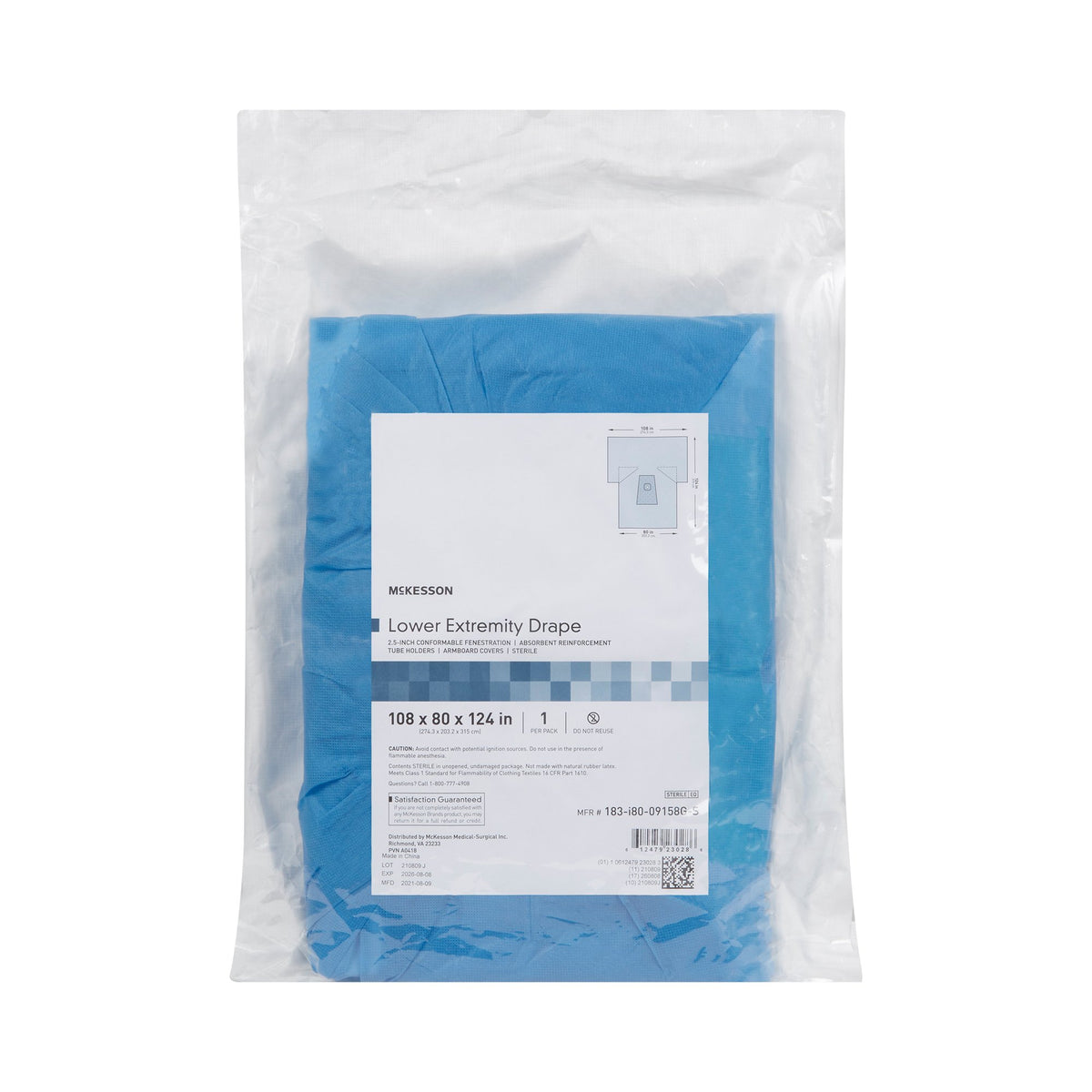 McKesson Sterile Lower Extremity Drape, 108 x 80 x 124 Inch-Orthopedic Drape McKesson Lower Extremity Drape 108 W X 80 W X 124 L Inch Sterile