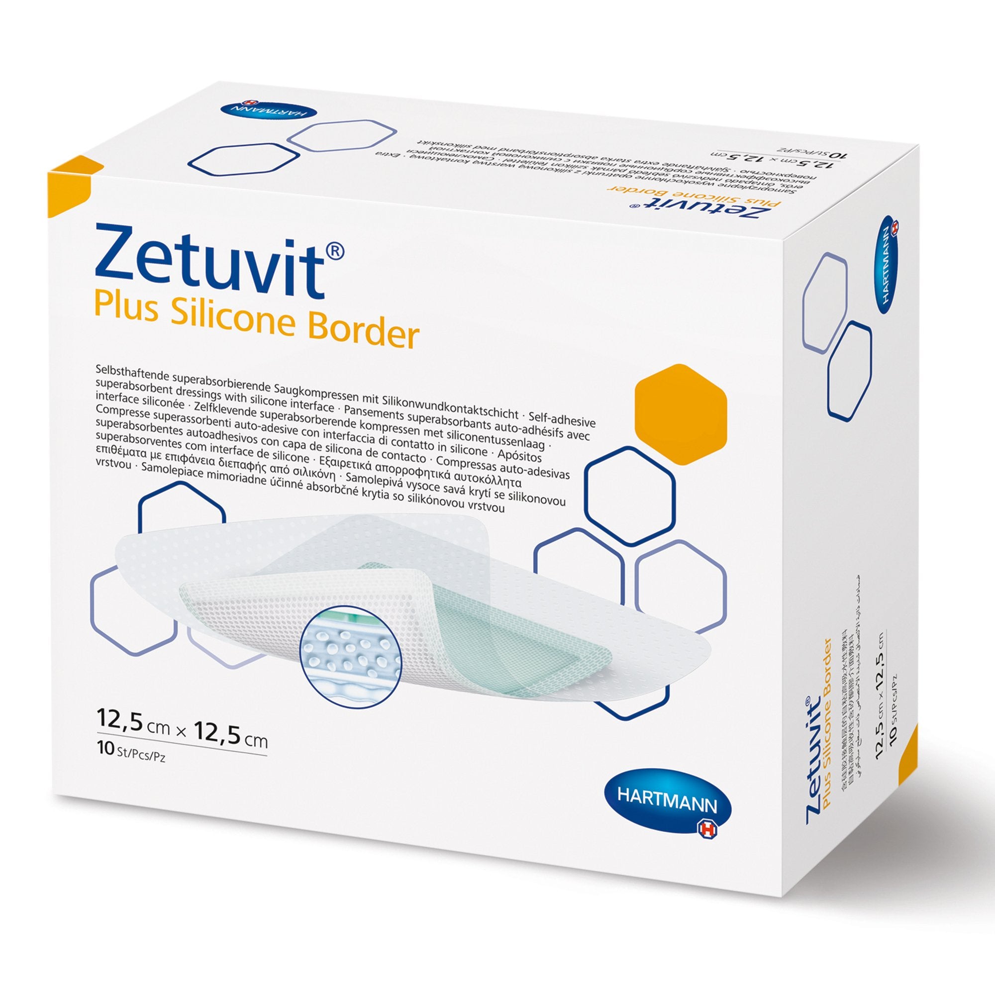 Zetuvit Plus Silicone Border Super Absorbent Dressing, 8 x 10 Inch-Super Absorbent Dressing Zetuvit Plus Silicone Border 8 X 10 Inch Rectangle