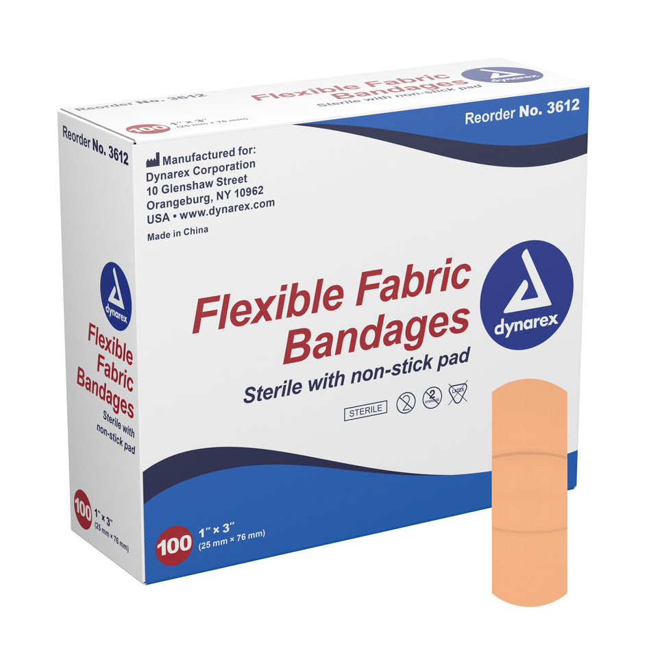 dynarex� Tan Adhesive Fabric Bandage, 1 x 3 Inch-Adhesive Strip Dynarex� 1 X 3 Inch Fabric Rectangle Tan Sterile