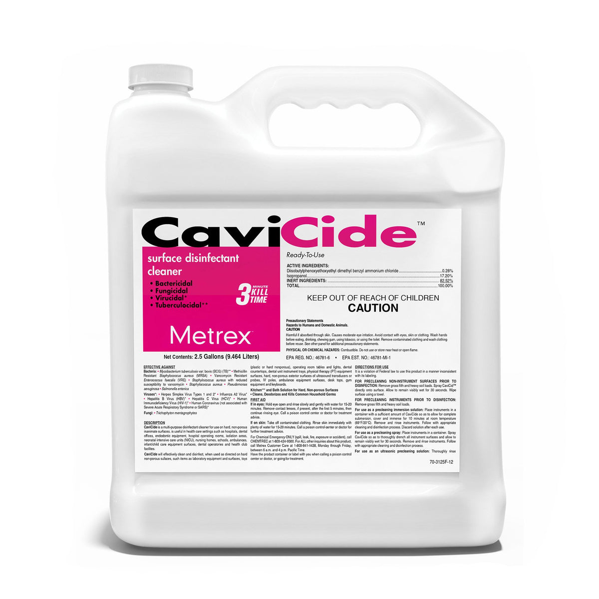 CaviCide Surface Disinfectant, Alcohol Based, 2.5-gallon jug-CaviCide Surface Disinfectant Cleaner Alcohol Based Manual Pour Liquid 2.5 gal. Jug Alcohol Scent NonSterile