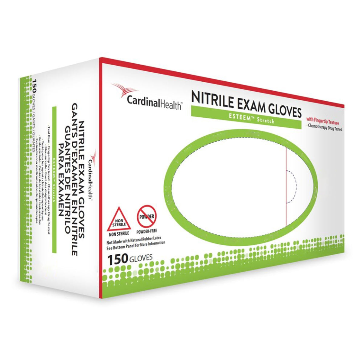 Esteem Stretch Nitrile Exam Glove, Large, Teal-Exam Glove ESTEEM Stretch Large NonSterile Nitrile Standard Cuff Length Textured Fingertips Teal Chemo Tested