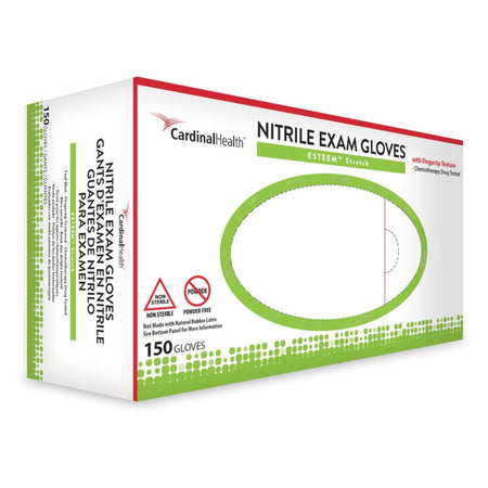 Esteem Stretch Nitrile Exam Glove, Large, Teal-Exam Glove ESTEEM Stretch Large NonSterile Nitrile Standard Cuff Length Textured Fingertips Teal Chemo Tested