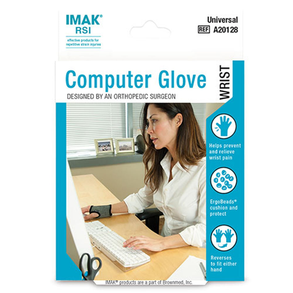 IMAK RSI Computer Glove, One Size Fits Most-Computer Gloves IMAK RSI Low Profile Cotton / Elastic Left or Right Wrist Black / Gray One Size Fits Most
