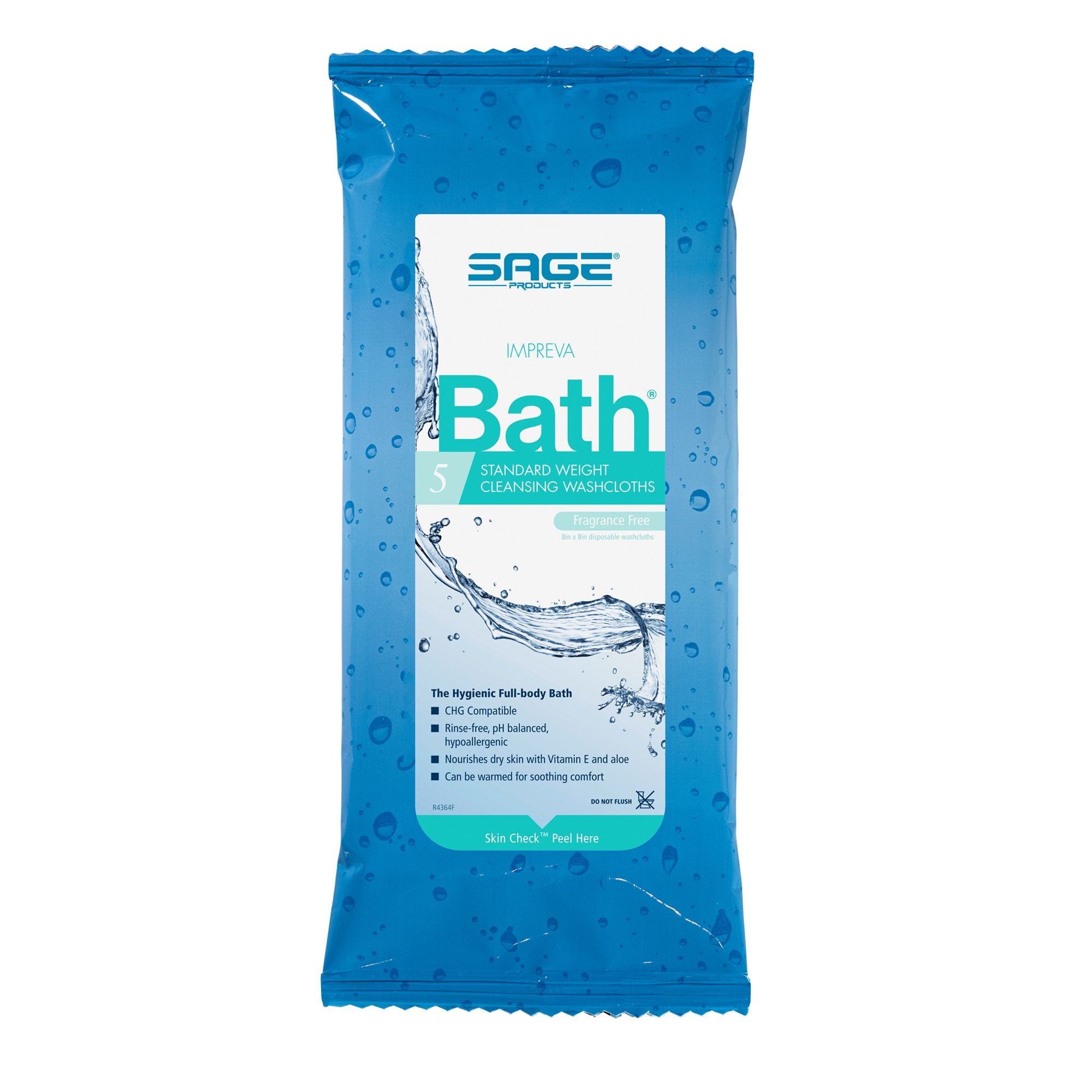 Sage Comfort Bath Rinse-Free Wipes, Aloe, Unscented, Soft Pack-Rinse-Free Bath Wipe Impreva Bath Soft Pack Unscented 5 Count