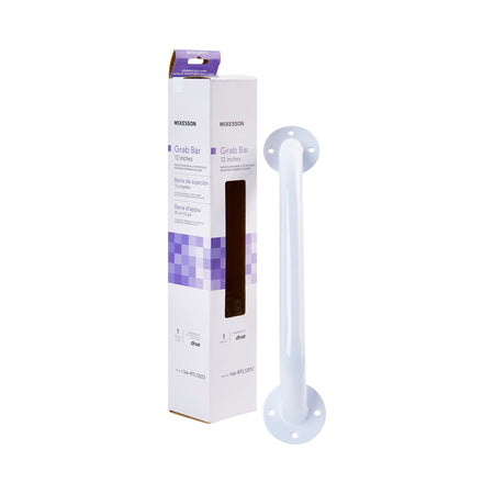 McKesson Wall Grab Bar, White Steel, 12-Inch Length-Wall Grab Bar McKesson White Steel