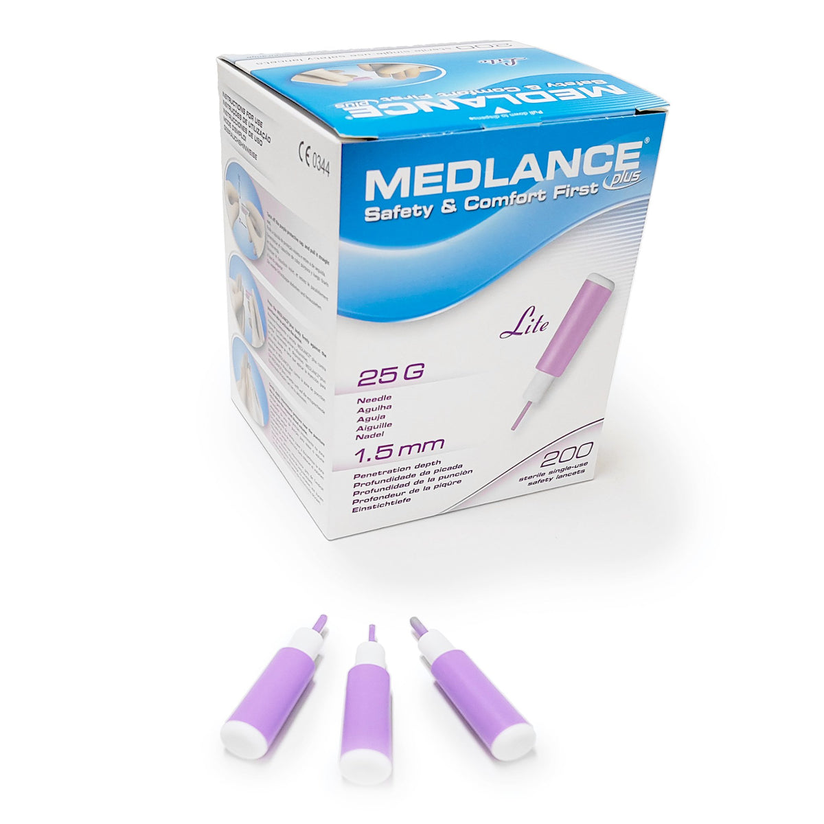 Medlance Plus Safety Lancet-Safety Lancet Medlance 25 Gauge Safety Puncture Control Push Button Activation Finger