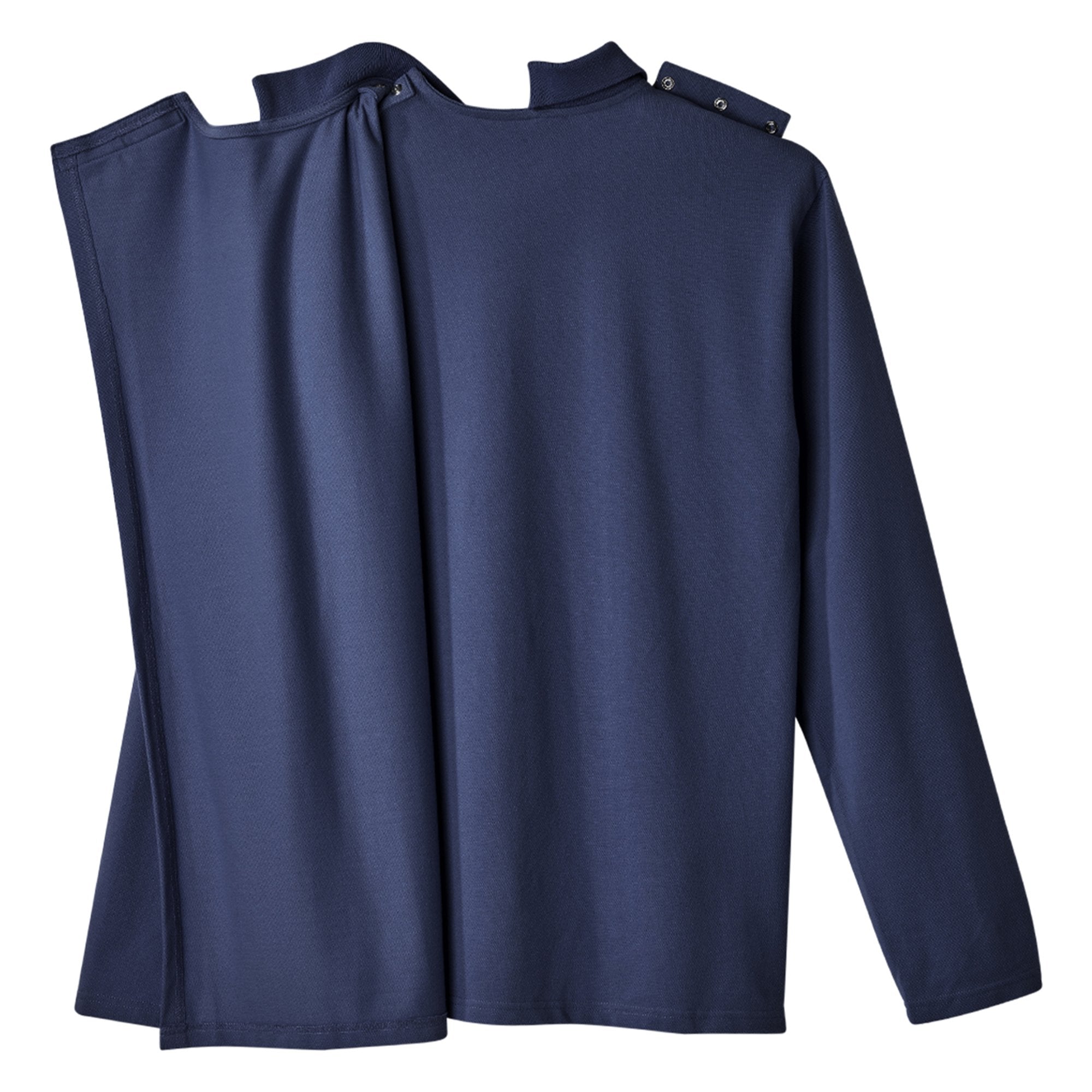 Adaptive Polo Shirt Silverts® Large Dark Navy 1 Pocket Long Sleeve Male