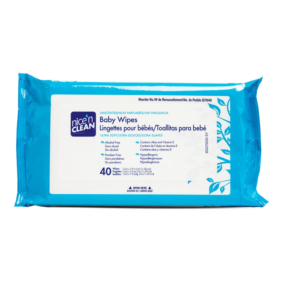 Nice'n Clean Unscented Baby Wipes, Soft Pack-Baby Wipe Nice'n Clean Soft Pack Unscented 40 Count