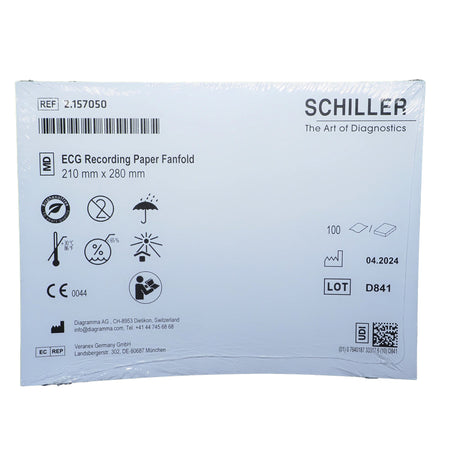 Schiller ECG Recording Paper Thermal 8x11in Z-Fold 2.157050 - Diagnostic Instruments and Supplies>Diagnostic Recording Pap...