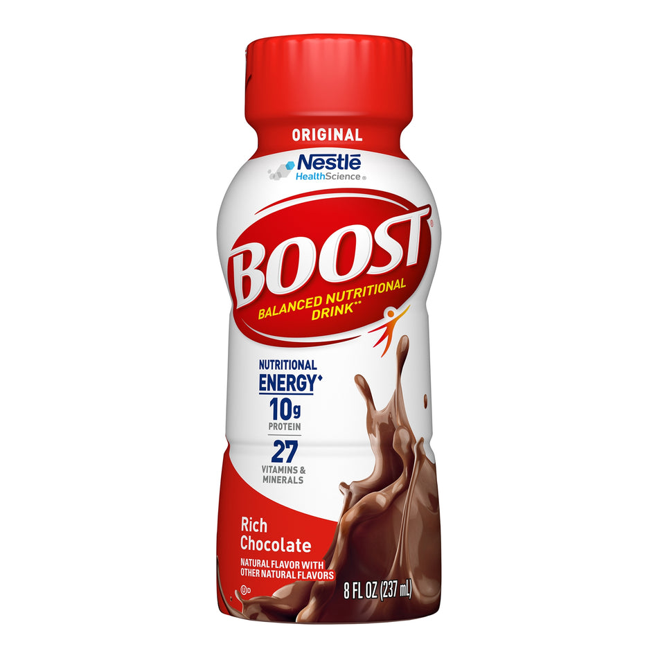 Boost Original Chocolate Balanced Nutritional Drink, 8-ounce carton-Oral Supplement Boost Original Chocolate Flavor Liquid 8 oz. Bottle