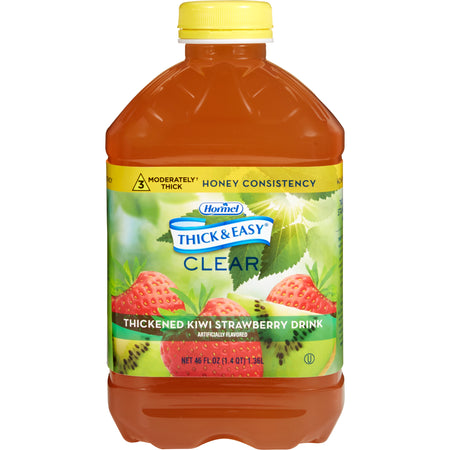 Thick & Easy Clear Honey Consistency Kiwi Strawberry Thickened Beverage, 46-ounce Bottle-Thickened Beverage Thick & Easy 46 oz. Bottle Kiwi Strawberry Flavor Liquid IDDSI Level 3 Moderately Thick/Liquidized