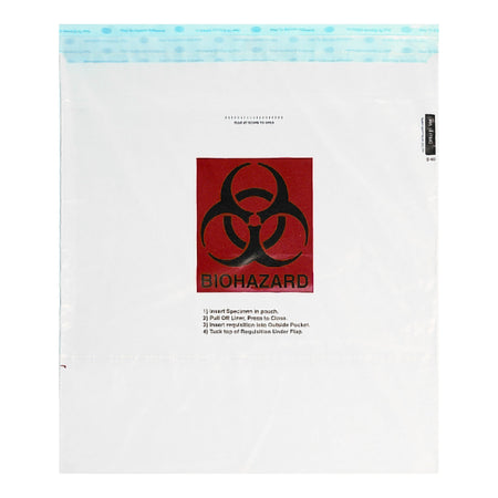Speci-Gard Specimen Transport Bag with Document Pouch, Adhesive Closure, 15 x 17 Inch-Specimen Transport Bag with Document Pouch Speci-Gard 15 X 17 Inch Adhesive Closure Biohazard Symbol / Storage Instructions / Instructions for Use NonSterile