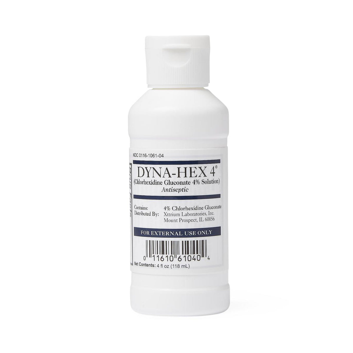 Dyna-Hex 4 Antiseptic Skin Cleanser, 4 oz.-Surgical Scrub Solution Dyna-Hex 4 4 oz. Bottle 4% Strength CHG (Chlorhexidine Gluconate) NonSterile