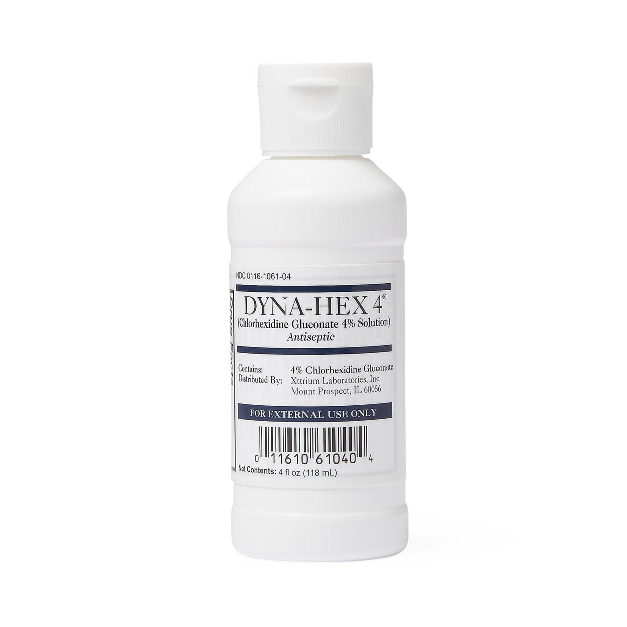 Dyna-Hex 4 Antiseptic Skin Cleanser, 4 oz.-Surgical Scrub Solution Dyna-Hex 4 4 oz. Bottle 4% Strength CHG (Chlorhexidine Gluconate) NonSterile