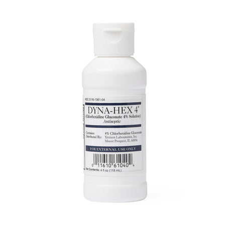 Dyna-Hex 4 Antiseptic Skin Cleanser, 4 oz.-Surgical Scrub Solution Dyna-Hex 4 4 oz. Bottle 4% Strength CHG (Chlorhexidine Gluconate) NonSterile