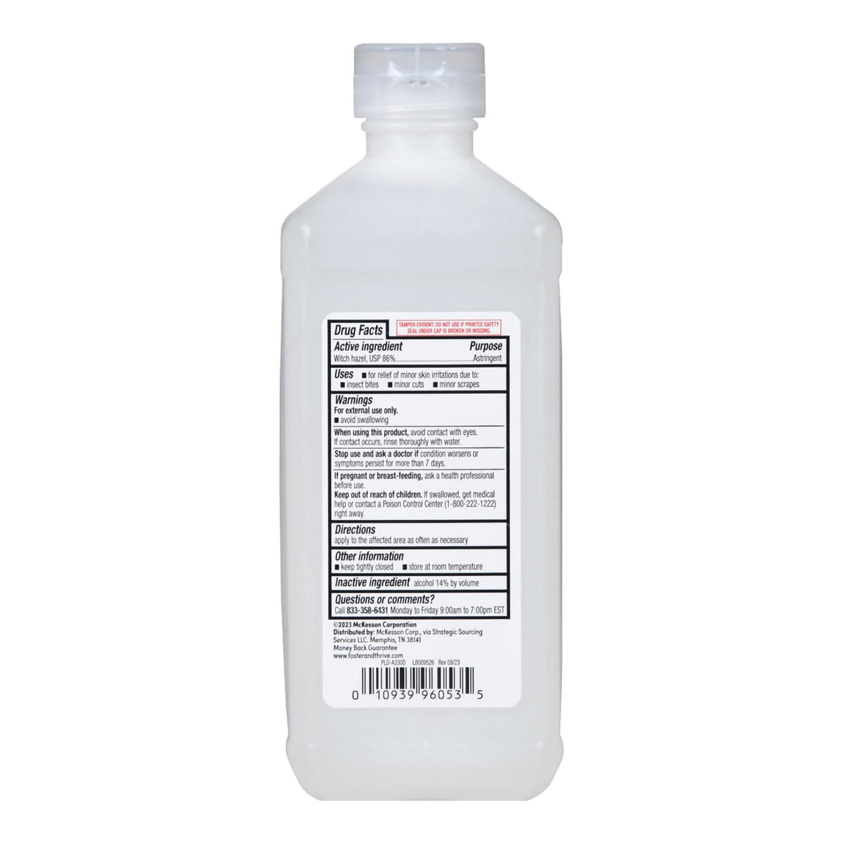 Foster & Thrive Witch Hazel Alcohol 14% by Volume-Witch Hazel Astringent Foster & Thrive 16 oz. Liquid