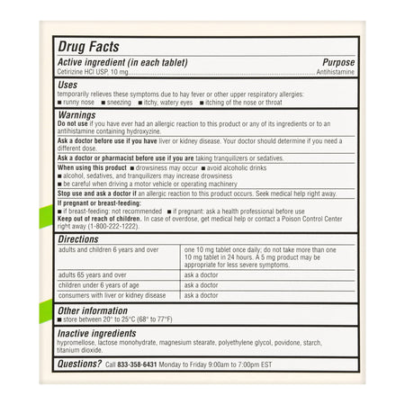 Foster & Thrive 24 Hour All Day Allergy Cetirizine HCl USP 10 mg Tablets-Allergy Relief Foster & Thrive 10 mg Strength Tablet 90 per Box