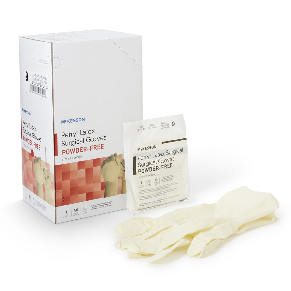 McKesson Perry Performance Plus Surgical Glove, Size 9, Cream-Surgical Glove McKesson Perry Size 9 Sterile Latex Standard Cuff Length Smooth Cream Not Chemo Approved