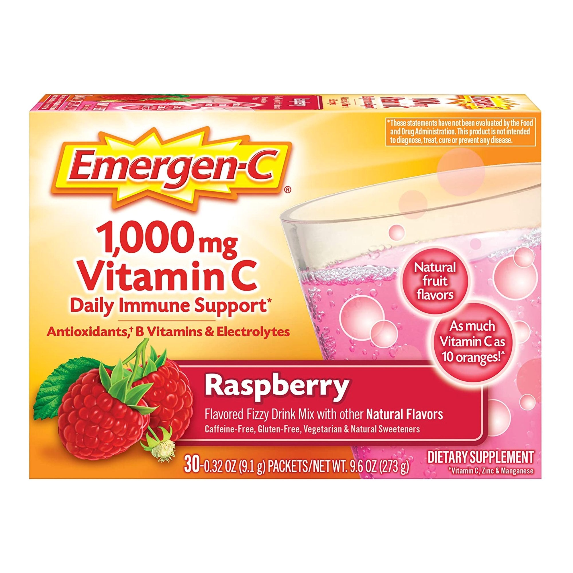 Emergen-C Daily Immune Support, Raspberry Flavor-Oral Supplement Emergen-C Daily Immune Support Raspberry Flavor Powder 0.30 oz. Individual Packet