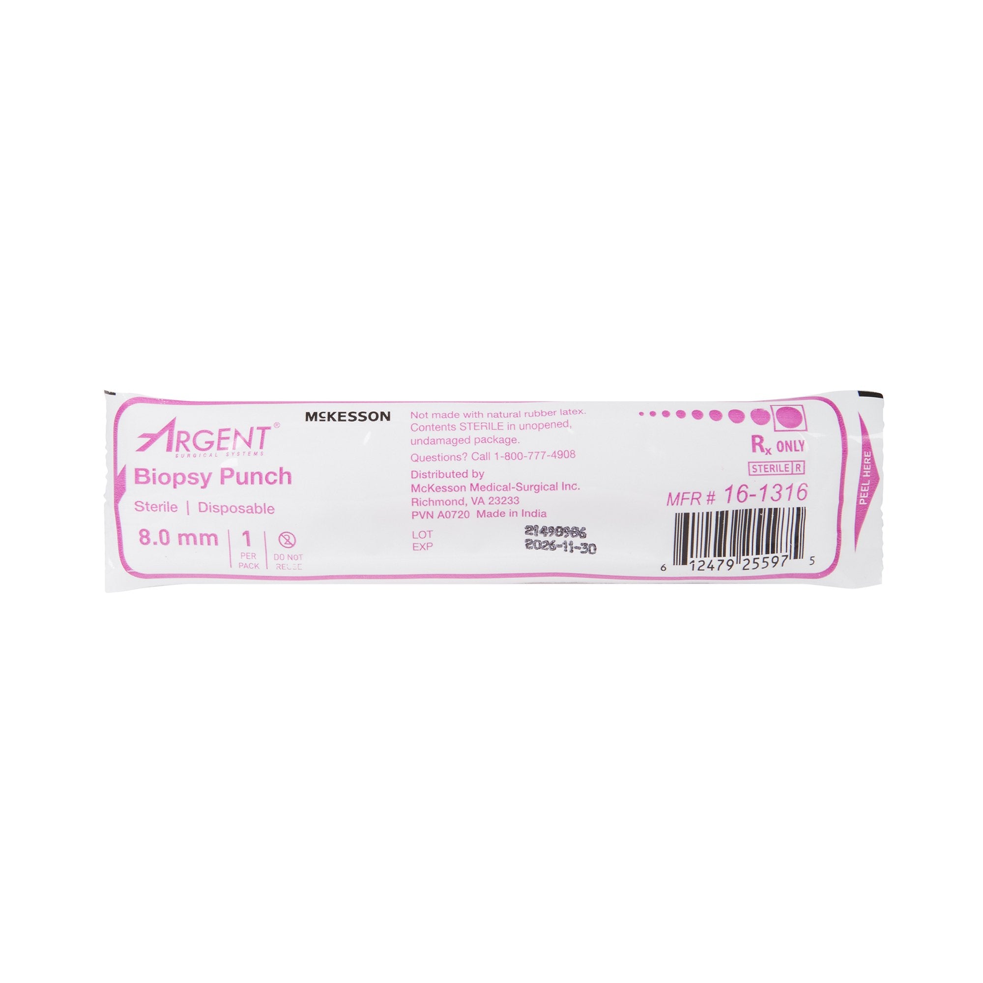 McKesson Argent Disposable Biopsy Punches, 8.0 mm-Biopsy Punch McKesson Argent Dermal 8 mm
