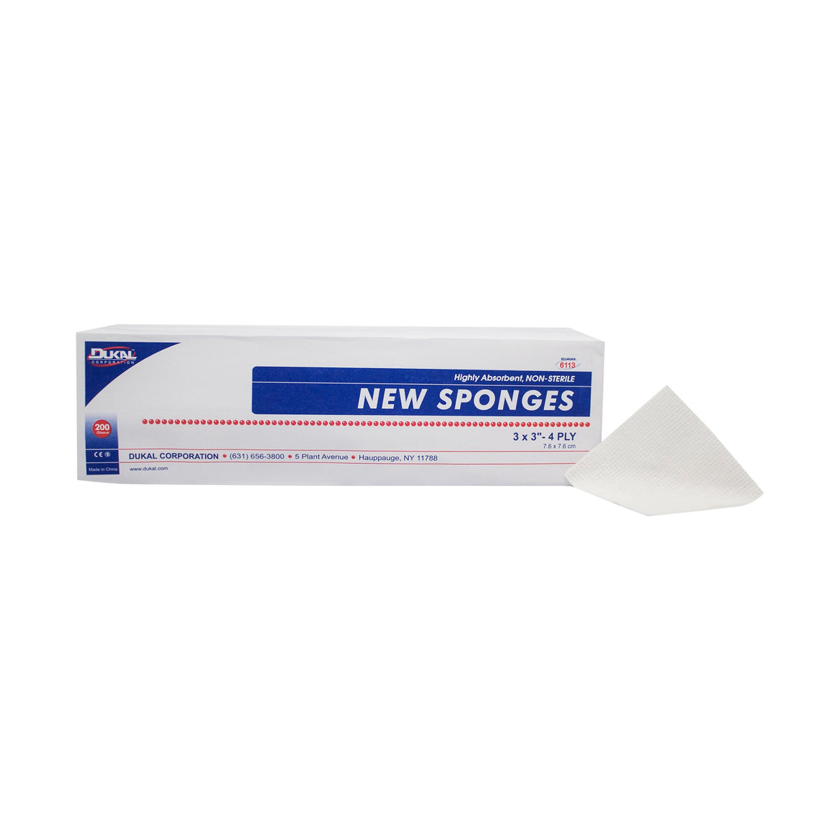 Dukal Nonwoven Sponge, 3 x 3 Inch, 4-Ply-Nonwoven Sponge Dukal 3 X 3 Inch 4-Ply NonSterile 200 per Pack