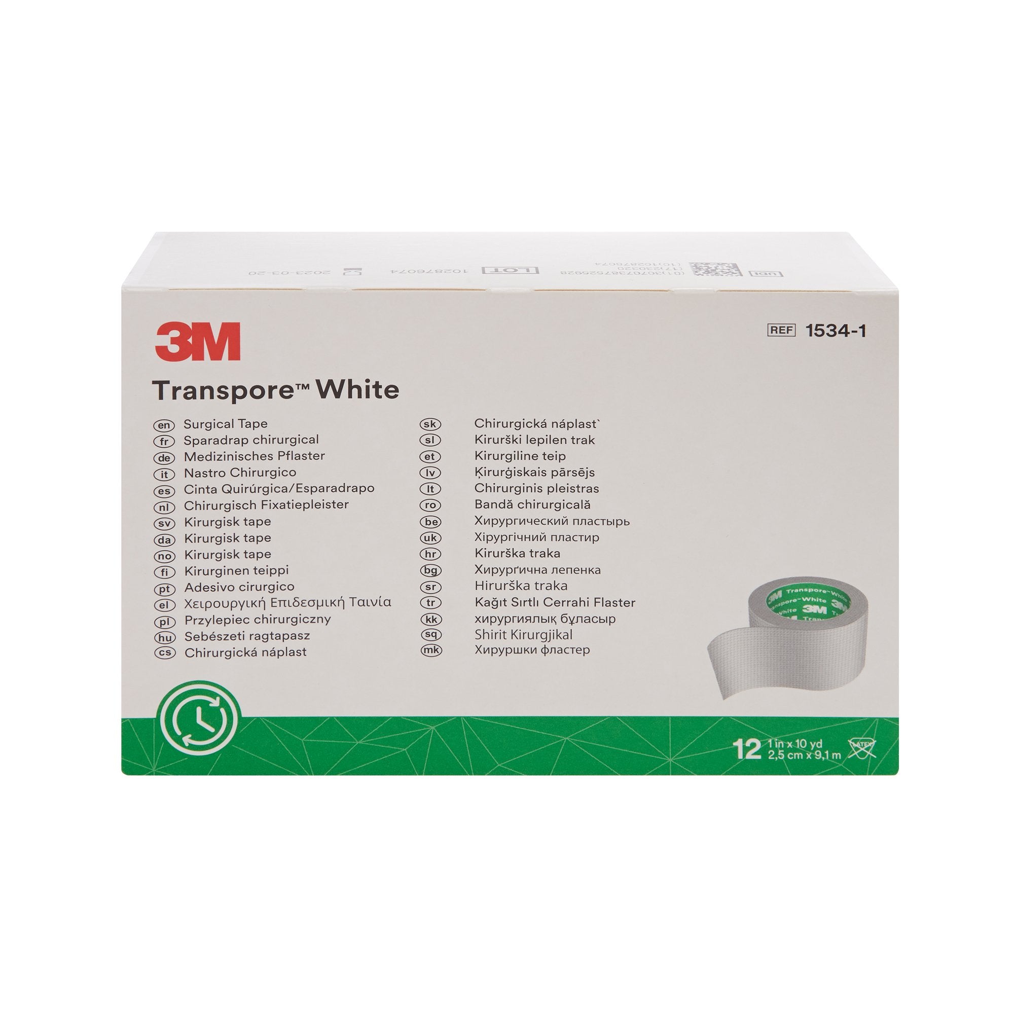 3M Transpore Plastic Medical Tape, 1 Inch x 10 Yard, White-Medical Tape 3M Transpore White White 1 Inch X 10 Yard Plastic NonSterile