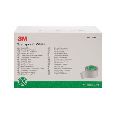 3M Transpore Plastic Medical Tape, 1 Inch x 10 Yard, White-Medical Tape 3M Transpore White White 1 Inch X 10 Yard Plastic NonSterile