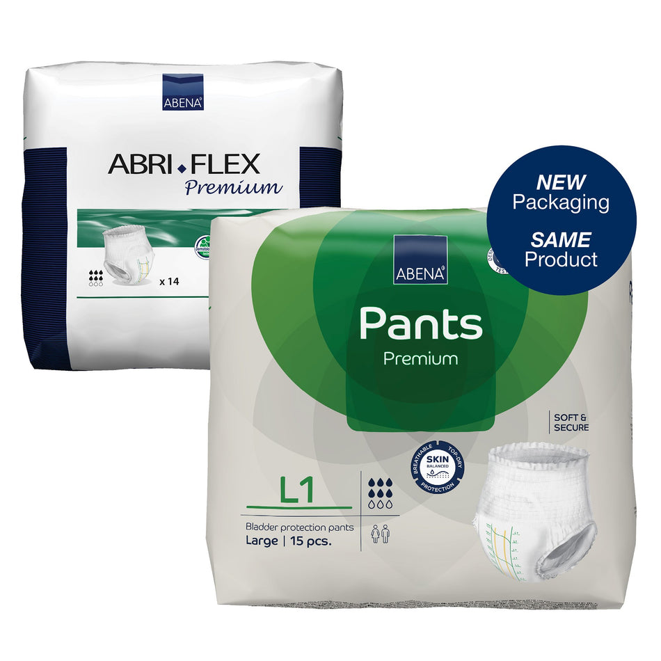 Abri-Flex Premium L1 Absorbent Underwear, Large-Unisex Adult Absorbent Underwear Abri-Flex Premium L1 Pull On with Tear Away Seams Large Disposable Moderate Absorbency