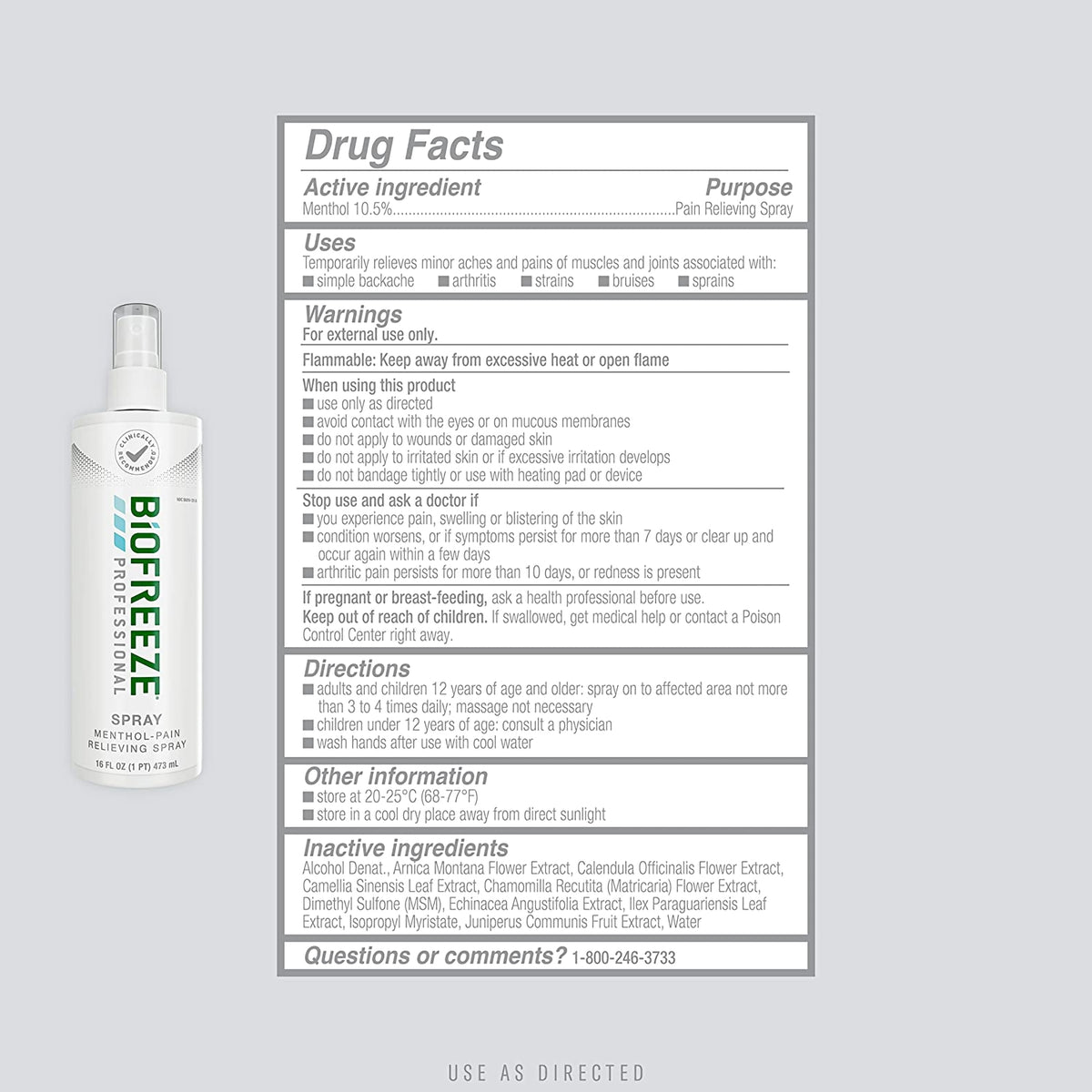 Biofreeze Professional Menthol Topical Pain Relief, 16-ounce Pump Bottle-Topical Pain Relief Biofreeze Professional 10.5% Strength Menthol Spray 16 oz.