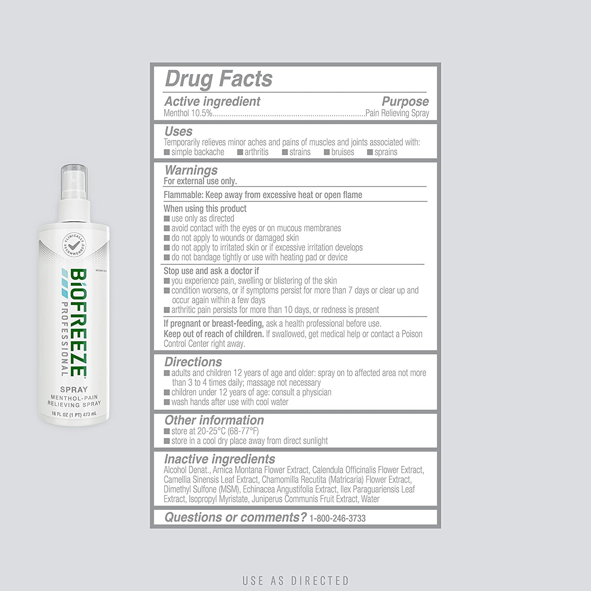 Biofreeze Professional Menthol Topical Pain Relief, 16-ounce Pump Bottle-Topical Pain Relief Biofreeze Professional 10.5% Strength Menthol Spray 16 oz.