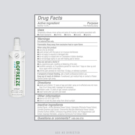 Biofreeze Professional Menthol Topical Pain Relief, 16-ounce Pump Bottle-Topical Pain Relief Biofreeze Professional 10.5% Strength Menthol Spray 16 oz.