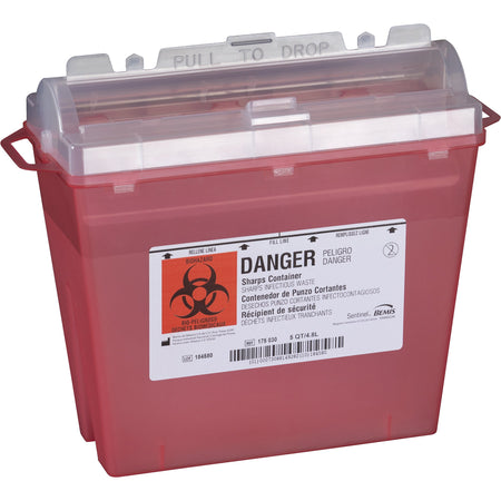 Bemis™ Sentinel Multi-purpose Sharps Container, 1.25 Gallon, 10 x 5.25 x 11 Inch - Needles and Syringes>Sharps Collectors>...