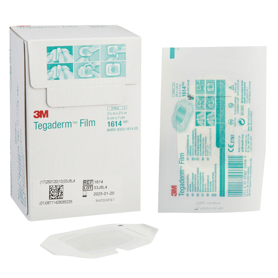 3M� Tegaderm� Rectangular Transparent Sterile Film Dressing, 2-3/8 x 2-3/4 Inch-Transparent Film Dressing 3M� Tegaderm� 2-3/8 X 2-3/4 Inch Frame Style Delivery Rectangle Sterile