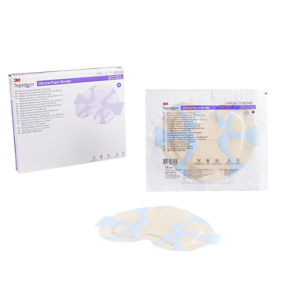 3M� Tegaderm� Silicone Foam Dressing, 7-1/4 x 8-3/4 Inch-Foam Dressing 3M� Tegaderm� 7-1/4 X 8-3/4 Inch With Border Film Backing Silicone Adhesive Large Sacral Sterile