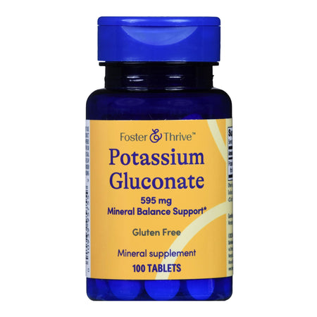 Foster & Thrive Potassium Gluconate 595 mg Tablets-Dietary Supplement Foster & Thrive Potassium Gluconate 99 mg Strength Tablet 100 per Bottle