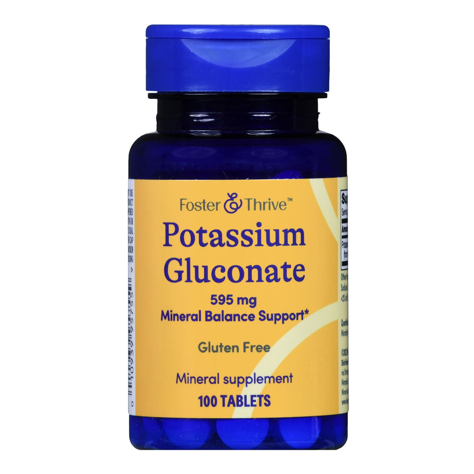 Foster & Thrive Potassium Gluconate 595 mg Tablets-Dietary Supplement Foster & Thrive Potassium Gluconate 99 mg Strength Tablet 100 per Bottle