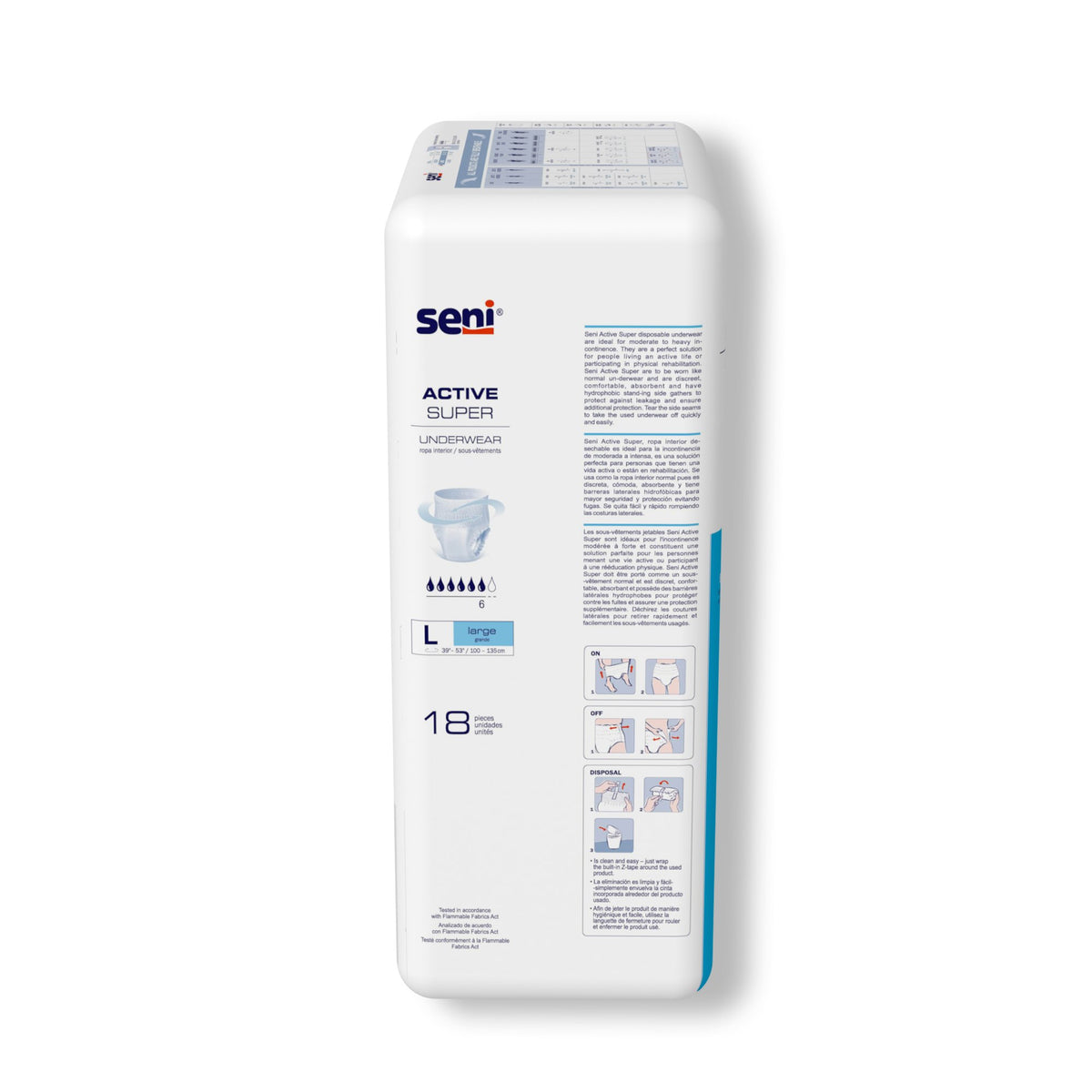 Seni® Active Super Moderate to Heavy Absorbent Underwear, Large - Incontinence>Adult Briefs and Protective Undergarments -...