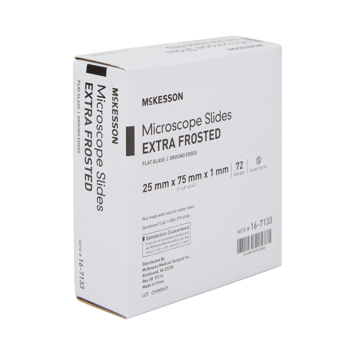 McKesson Glass Microscope Slide, 1 x 3 Inch x 1 mm-Microscope Slide McKesson 1 X 3 Inch X 1 mm Extra-Frosted End