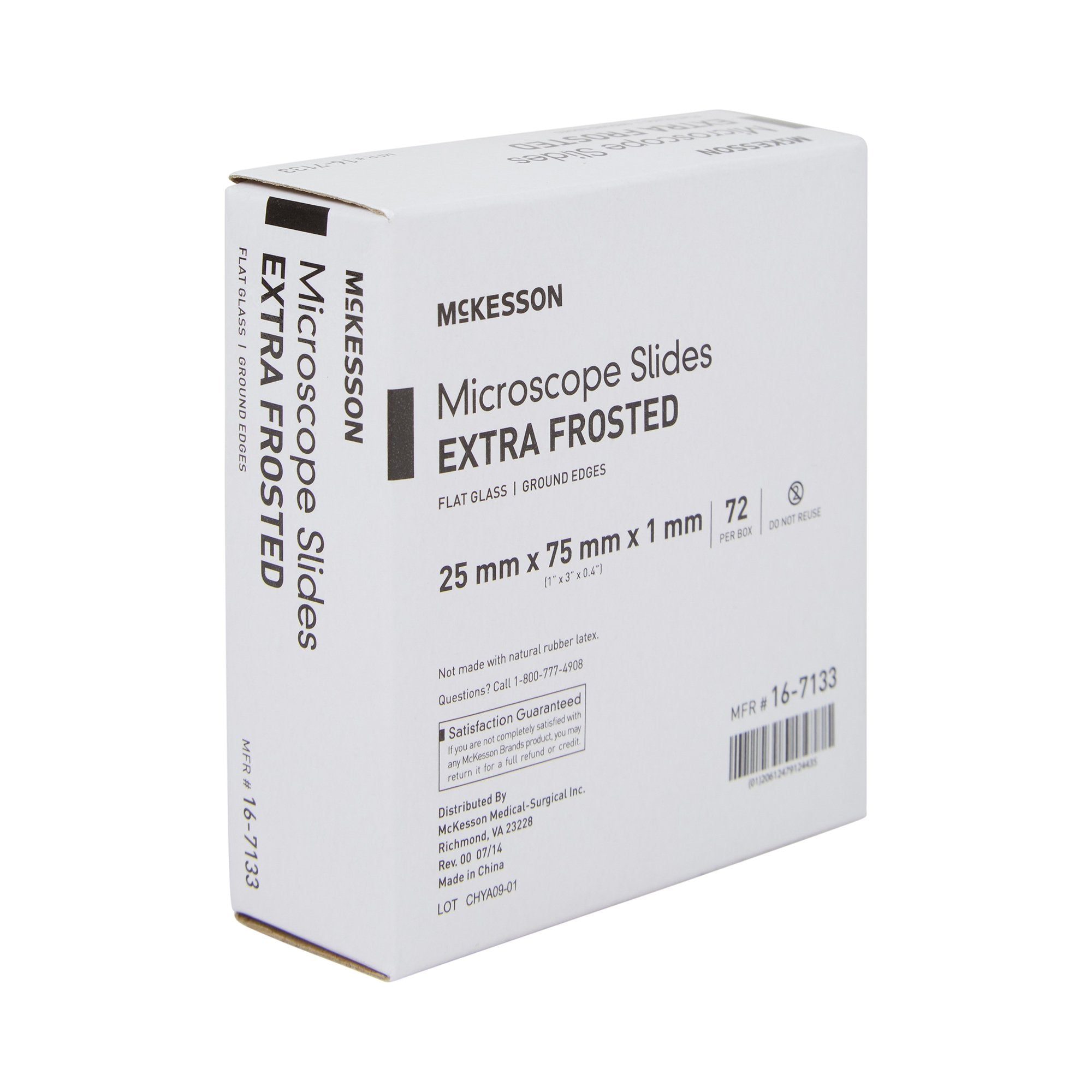 McKesson Glass Microscope Slide, 1 x 3 Inch x 1 mm-Microscope Slide McKesson 1 X 3 Inch X 1 mm Extra-Frosted End