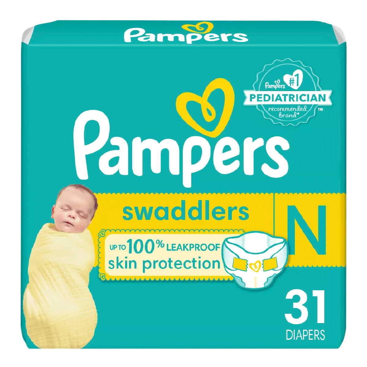 Pampers Swaddlers Baby Diapers, Size 0-Unisex Baby Diaper Pampers Swaddlers Newborn Disposable Heavy Absorbency