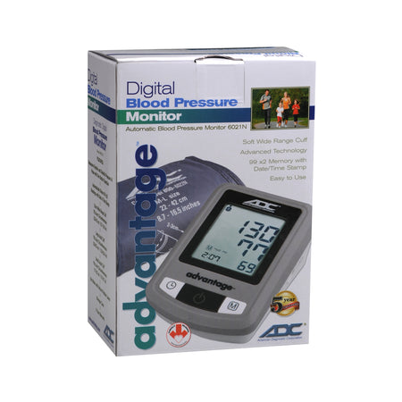 ADC Advantage Blood Pressure Monitor-Home Automatic Digital Blood Pressure Monitor Advantage 6021N Series Large Adult Cuff Nylon Cuff 32 - 52 cm Desk Model