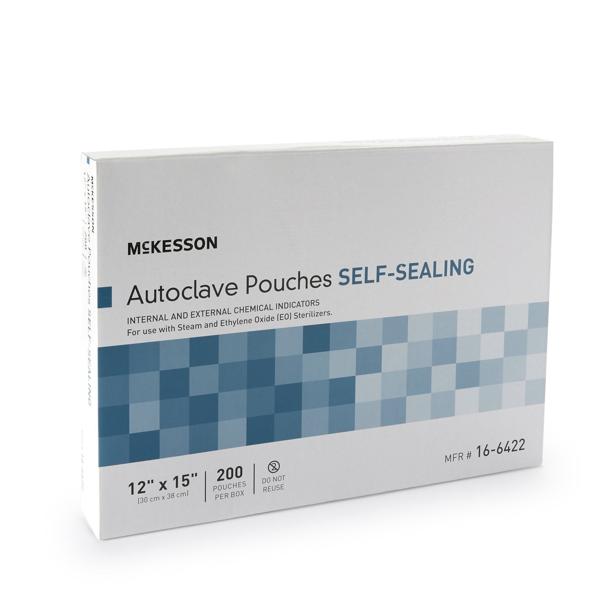 McKesson Sterilization Pouch, 12 x 15 Inch-Sterilization Pouch McKesson Ethylene Oxide (EO) Gas / Steam 12 X 15 Inch Transparent Blue / White Self Seal Paper / Film