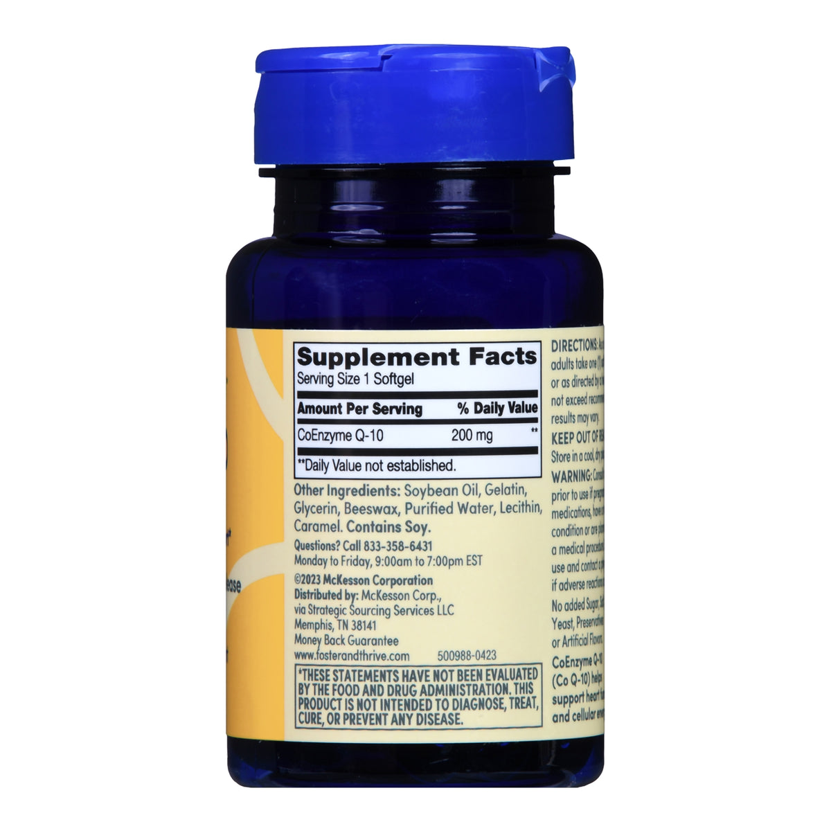 Foster & Thrive Co Q-10 200 mg Rapid Release Softgels-Vitamin Supplement Foster & Thrive Coenzyme Q-10 200 mg Strength Softgel 30 per Bottle