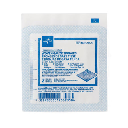 Medline Sterile USP Type VII Gauze Sponge, 2 x 2 Inch, 8-Ply-Gauze Sponge Medline 2 X 2 Inch 8-Ply Sterile 2 per Pack