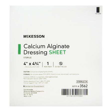 McKesson Calcium Alginate Dressing, 4 x 4 inch-Alginate Dressing McKesson 4 X 4-3/4 Inch Rectangle