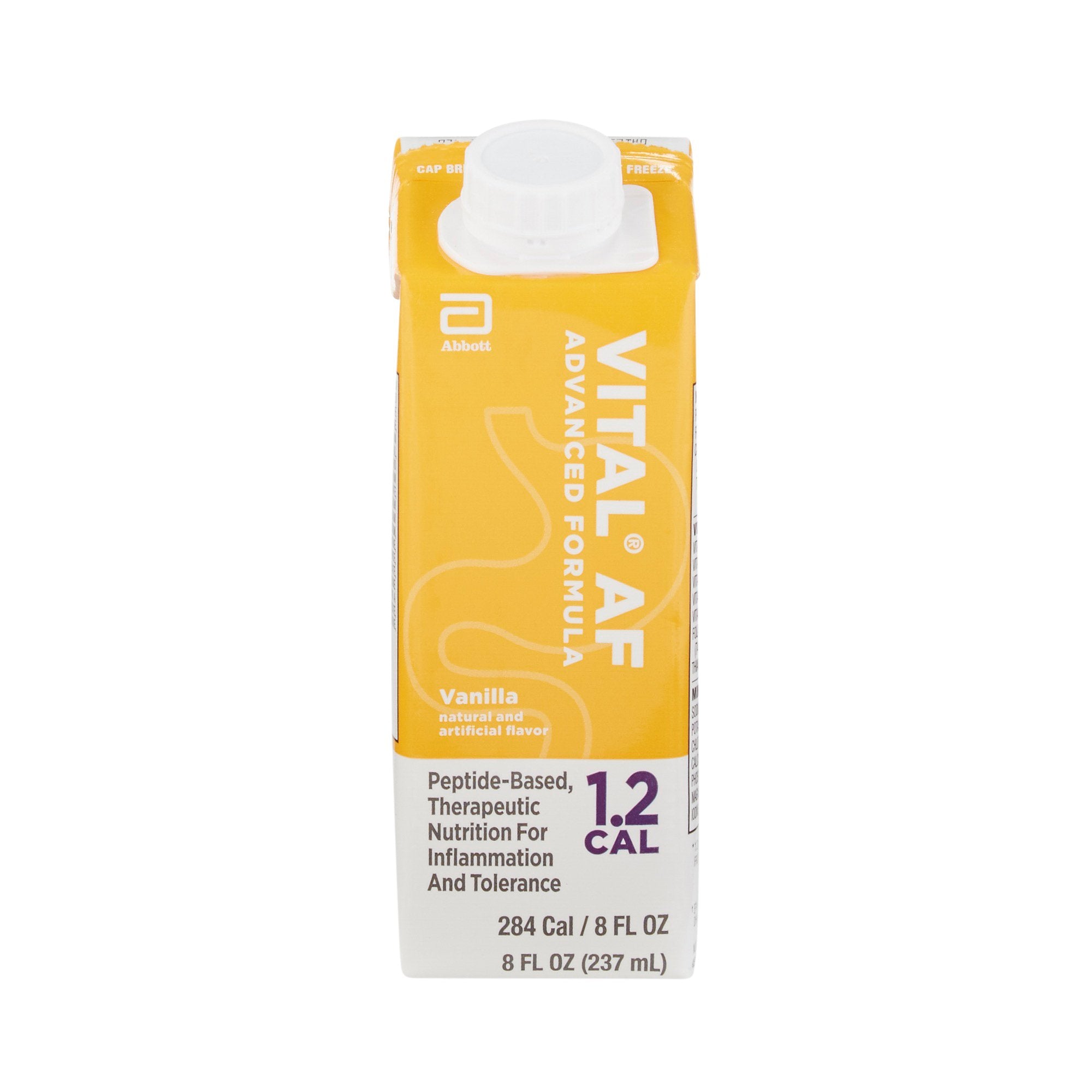 Vital AF 1.2 Cal Vanilla Peptide-Based Therapeutic Nutrition for Inflammation and Tolerance, 8-ounce carton-Oral Supplement Vital AF 1.2 Cal Vanilla Flavor Liquid 8 oz. Reclosable Carton