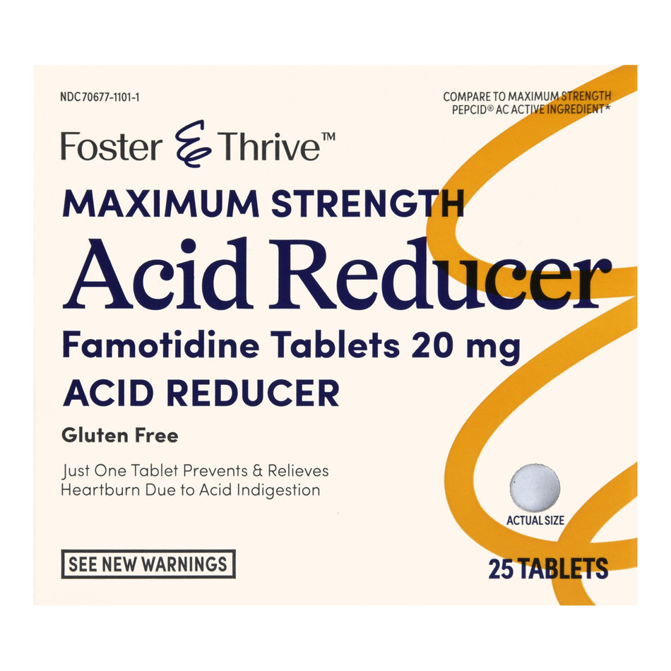 Foster & Thrive Maximum Strength Acid Reducer Famotidine 20 mg-Antacid Foster & Thrive 20 mg Strength Tablet 25 per Box
