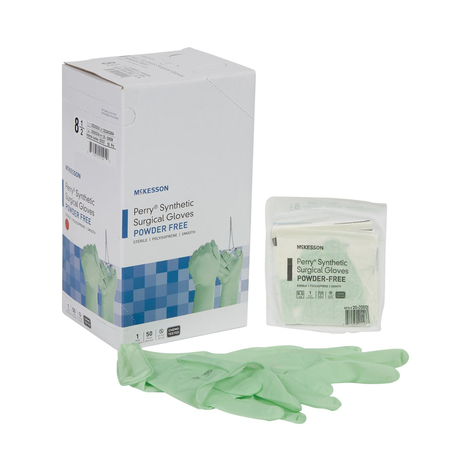 McKesson Perry Performance Plus Polyisoprene Surgical Glove, Size 8.5, Green-Surgical Glove McKesson Perry Performance Plus Size 8.5 Sterile Polyisoprene Standard Cuff Length Smooth Green Chemo Tested