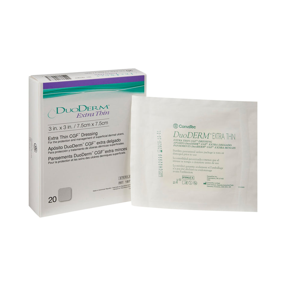 DuoDerm� Extra Thin Hydrocolloid Dressing, 3 x 3 Inch-Thin Hydrocolloid Dressing DuoDERM� Extra Thin CGF� Film Backing 3 X 3 Inch Square Hydrocolloid / Film