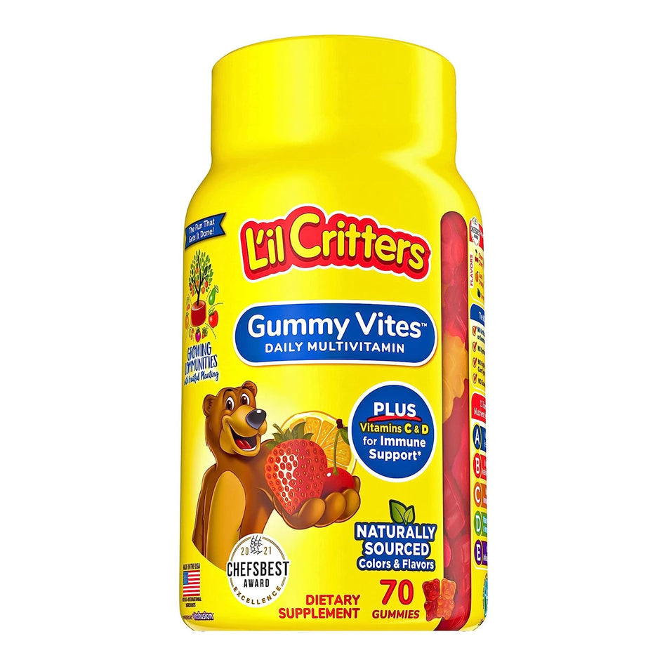 L'il Critters Gummy Vites Complete Multivitamin-"Multivitamin Supplement L'il Critters Vitamin A / Ascorbic Acid / Vitamin D 2,100 IU - 400 IU - 20 mg Strength Gummy 70 per Bottle Assorted Fruit Flavor"
